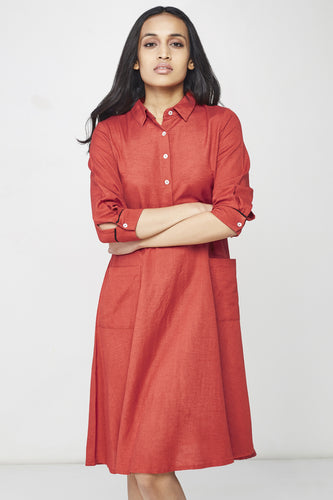 Coral Shirt Dress