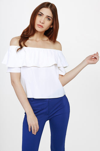 White Off Shoulder Crop Top