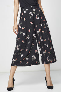 Black Floral Cropped Plazzos
