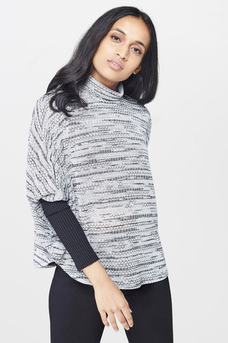Grey Turtleneck Printed Top