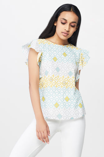 Geometric Print Flutter Sleeves