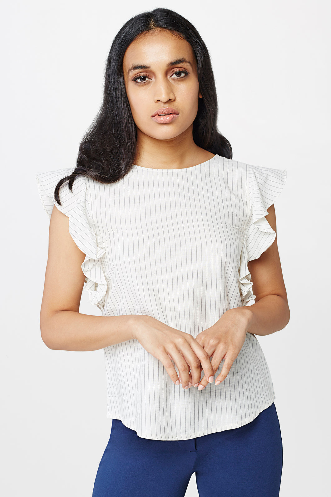 Blue and White Striped Top