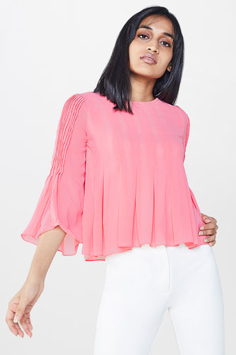 Rose Pink Boxy Pleat Crop Top