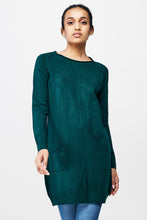 Load image into Gallery viewer, Emerald Fine-Knit Raw Edge Neckline Tunic