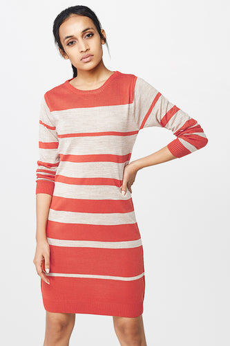 Fine-knit Striped Shift Dress