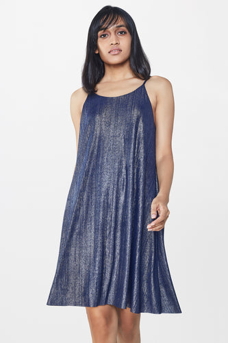 Blue Metallic Swing Dress