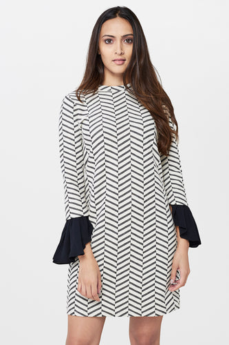 Ruffled Sleeves Shift Dress