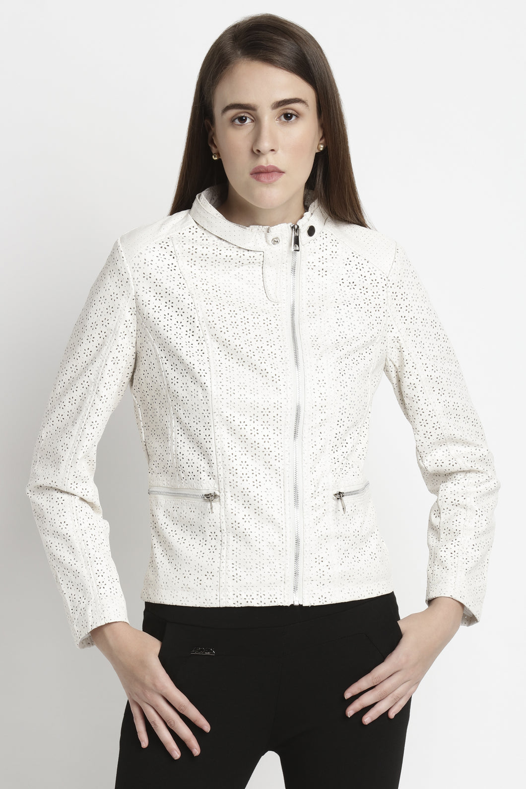 Off White Cut Work Biker Jacket