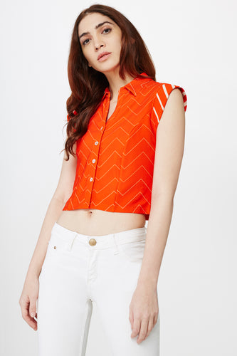 Tangerine Striped Crop Top