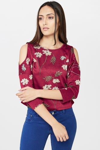 Floral Print Cold Shoulder Crop Top