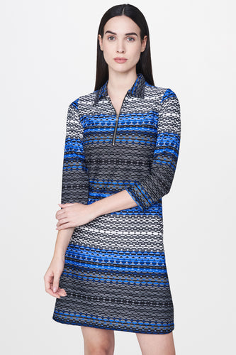 Blue Geometric Print Shift Dress