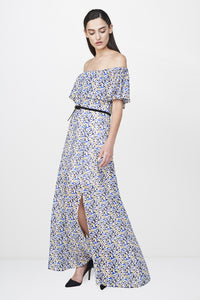 Mosaic Print Off Shoulder Maxi Dress