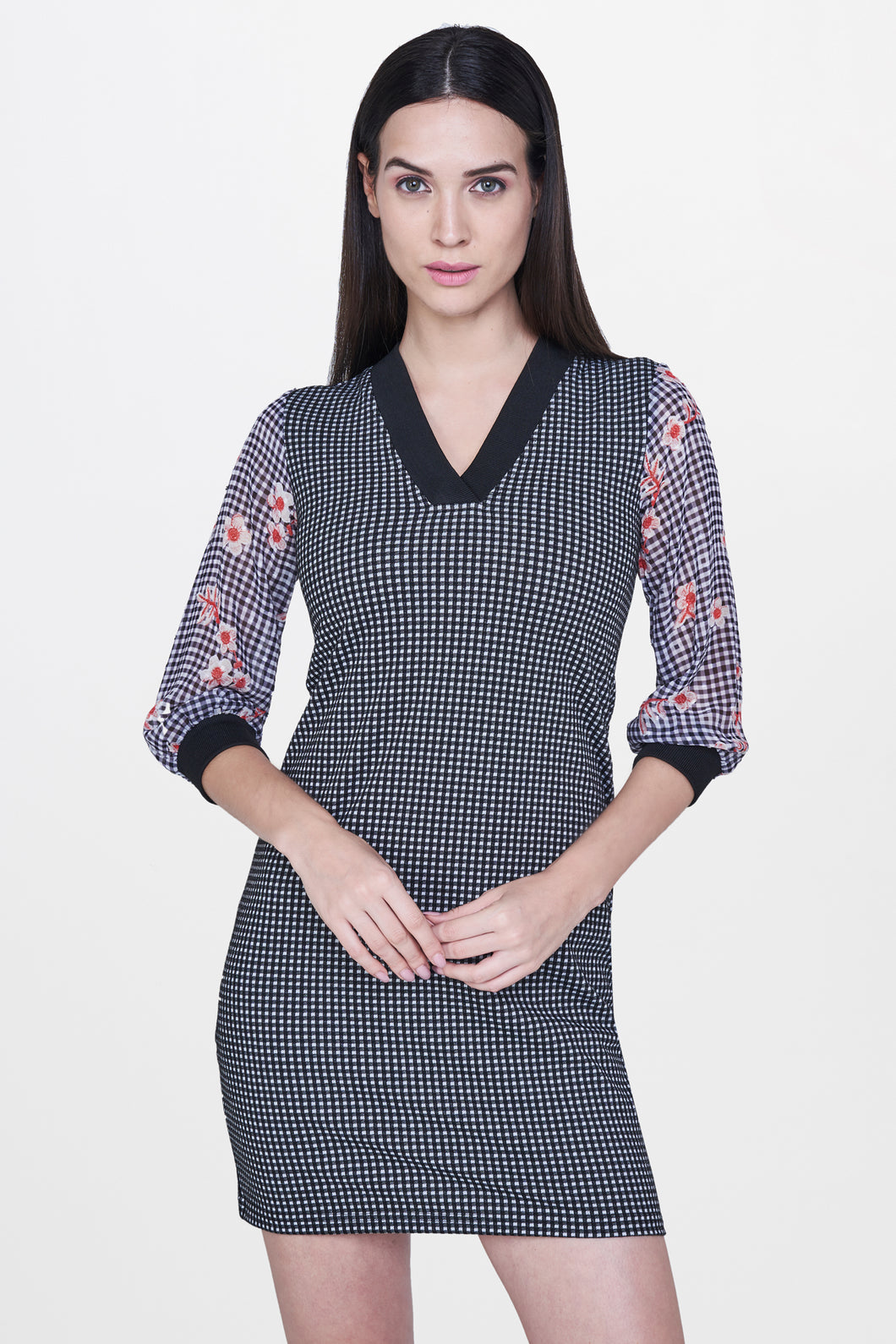 Checked Floral Dress