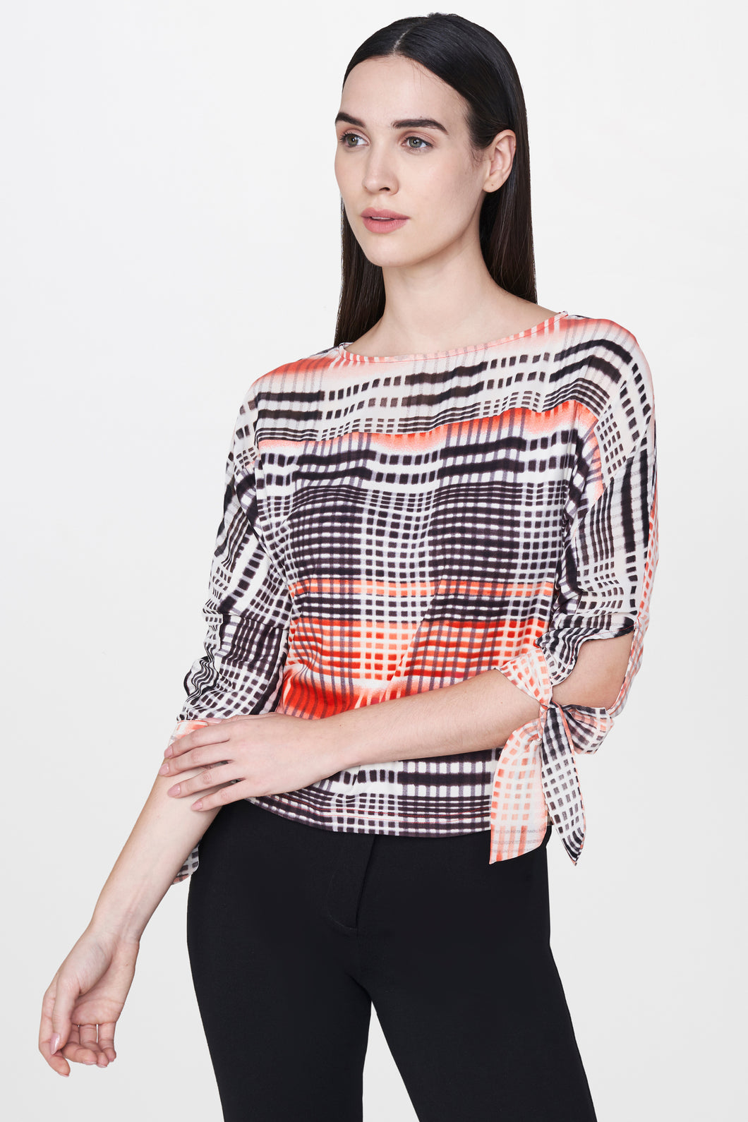 Orange Tie-Up Sleeve Top
