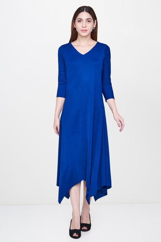 Royal Blue Handkerchief Midi Dress