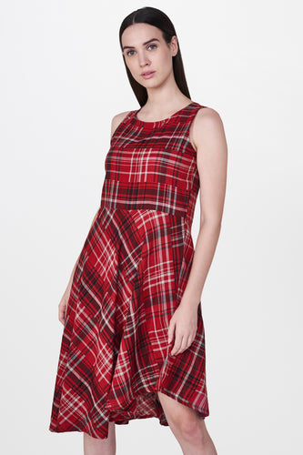 Plaid Asymmetrical Dress
