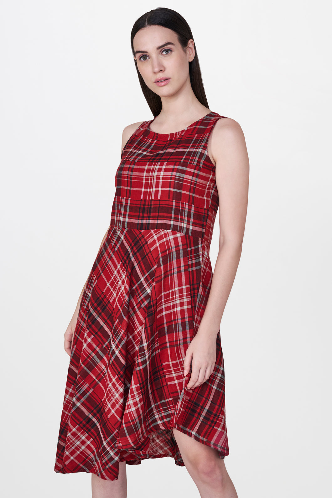 Plaid Asymmetrical Dress