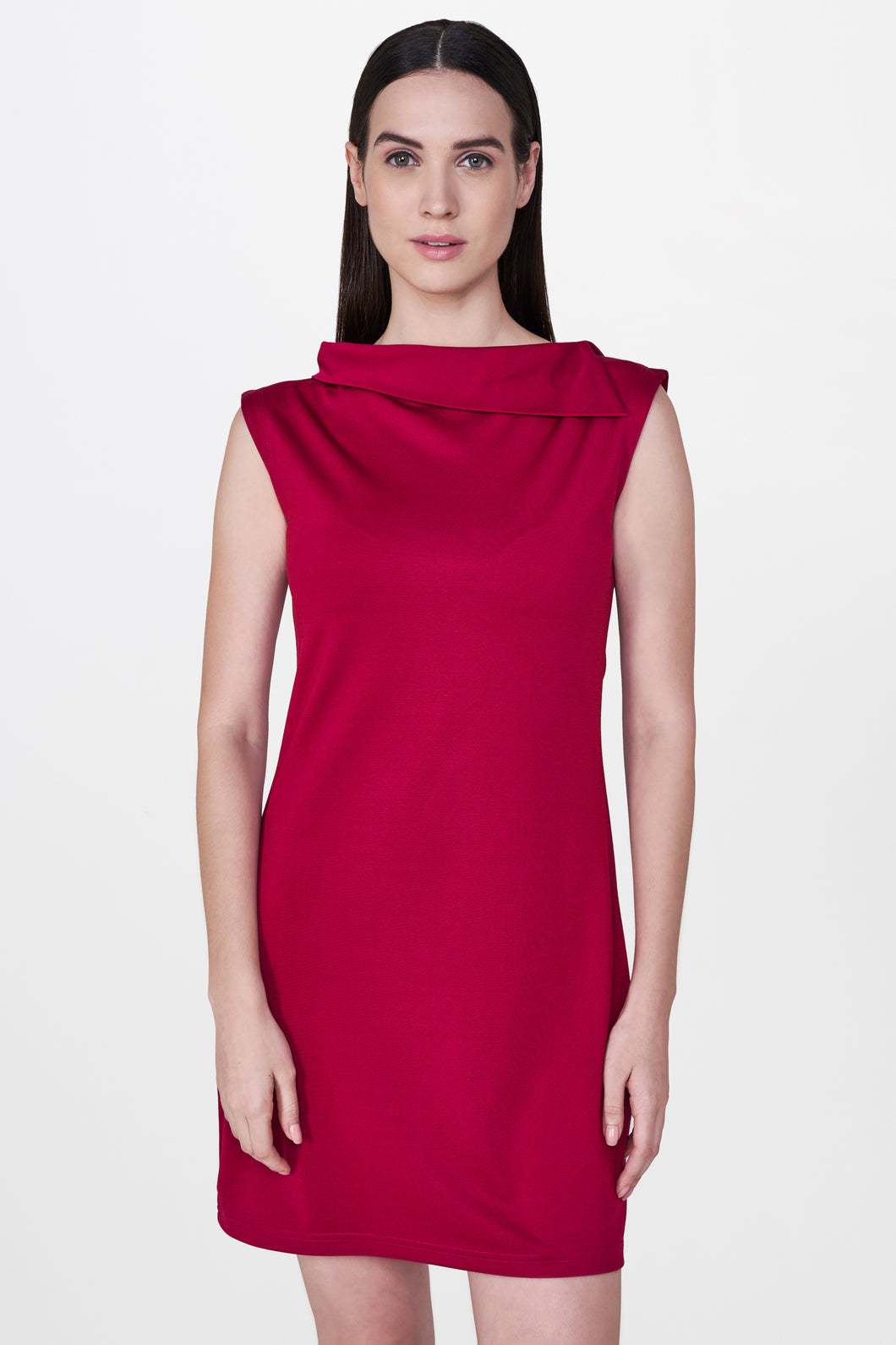 Berry Side Collar Dress