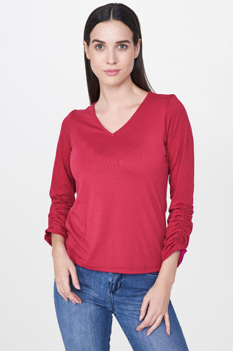 Magenta Ruched Top