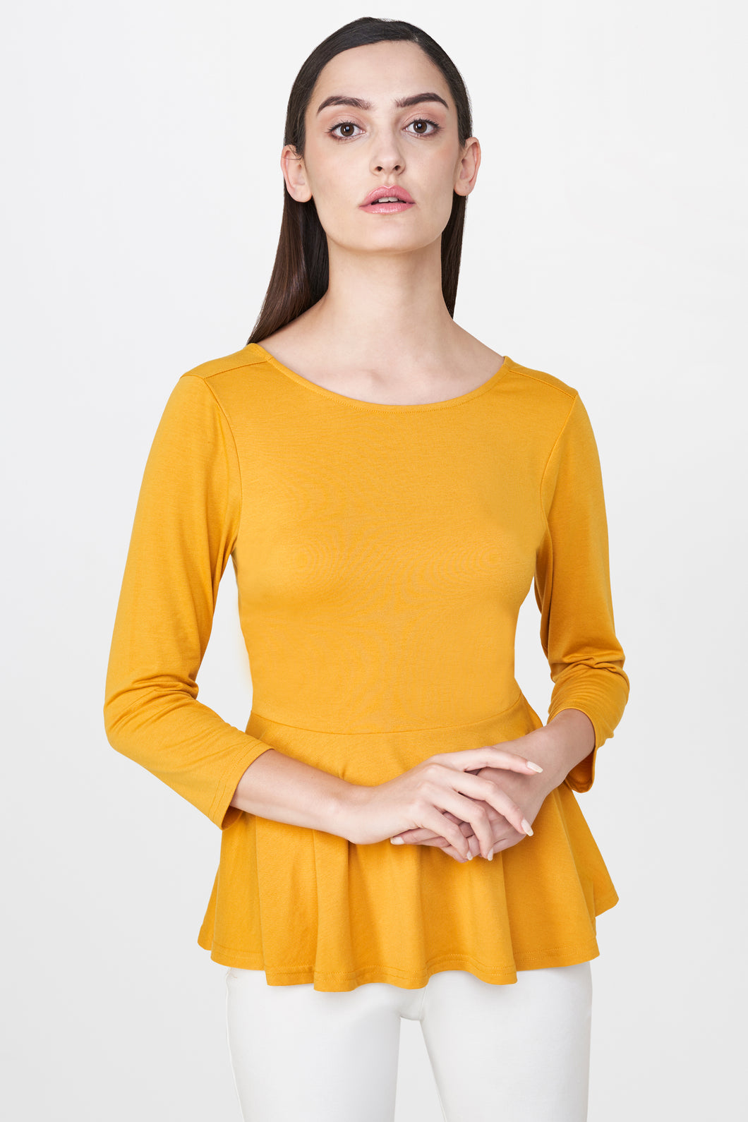 Mustard Peplum Top