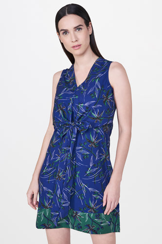 Twist Front Botanical Print Dress