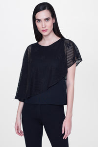 Black Lace Cape Top