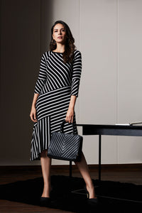 Striped Flounce Midi Dress