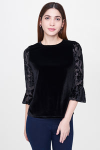 Black Velvet Floral Top