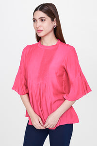 Hot Pink Pintucks Top