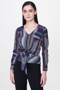 Abstract Print Tie-up Front Top
