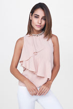 Load image into Gallery viewer, Blush Beaded Ruffle Top