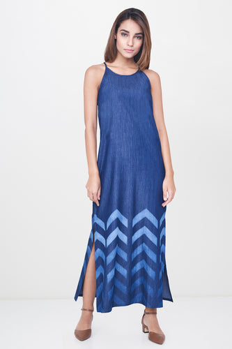 Indigo Chevron Denim Maxi Dress