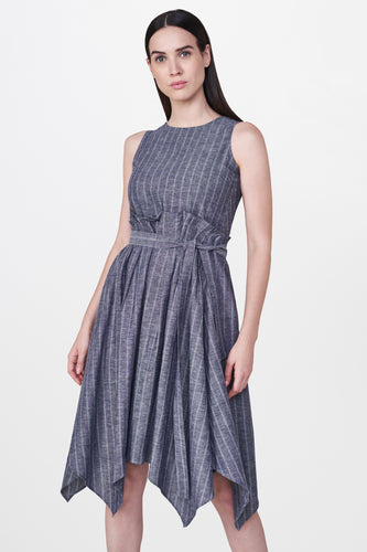 Blue Printed Handkerchief Dress