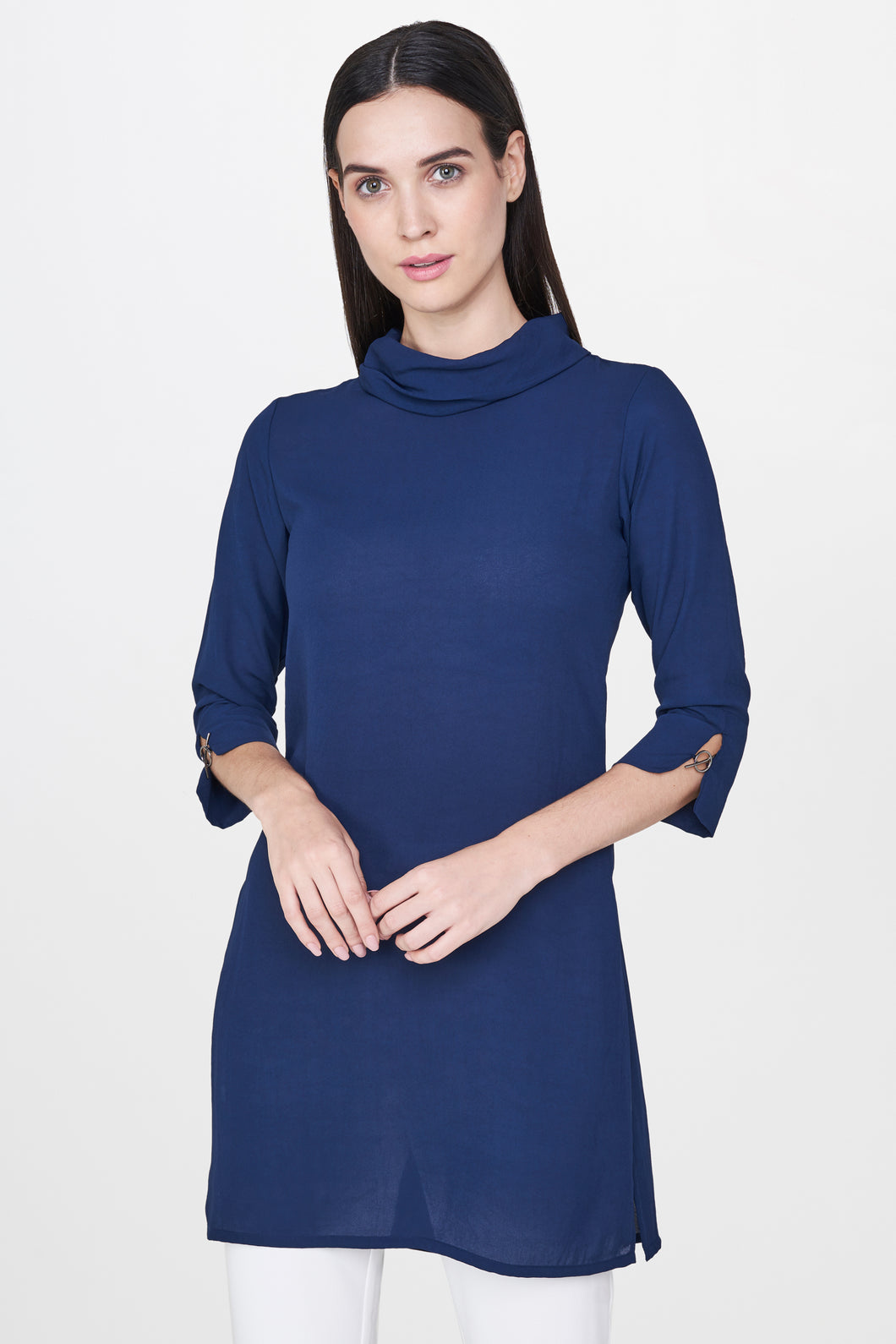 Navy Mock Neck Tunic