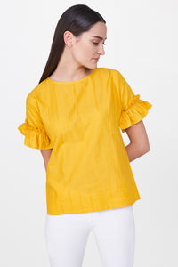 Ochre Ruffled Sleeve Top