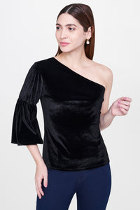 Black Half-Sleeve Top