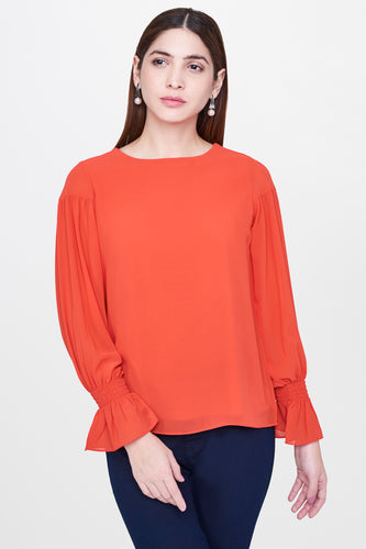 Coral Peasant Top