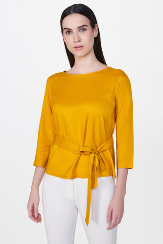 Ochre Top with Tie-up Belt