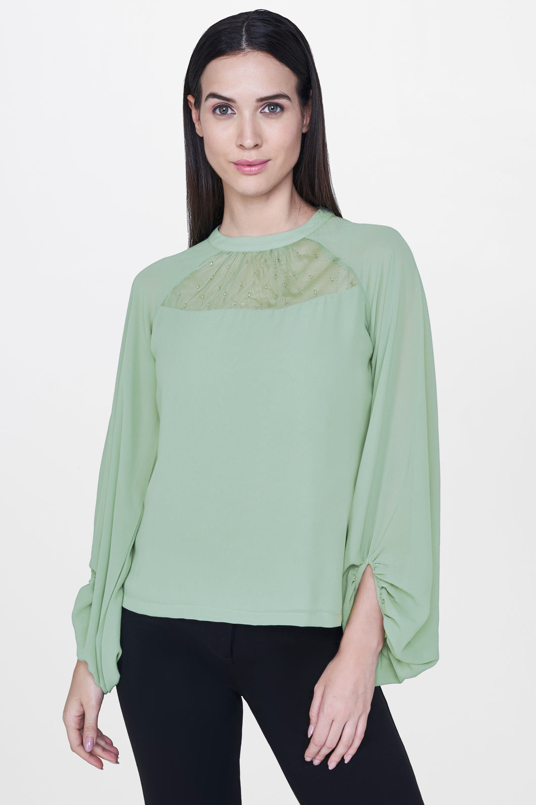 Sage Embellished Top