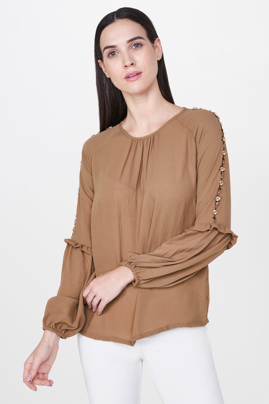 Embellished Camel Top