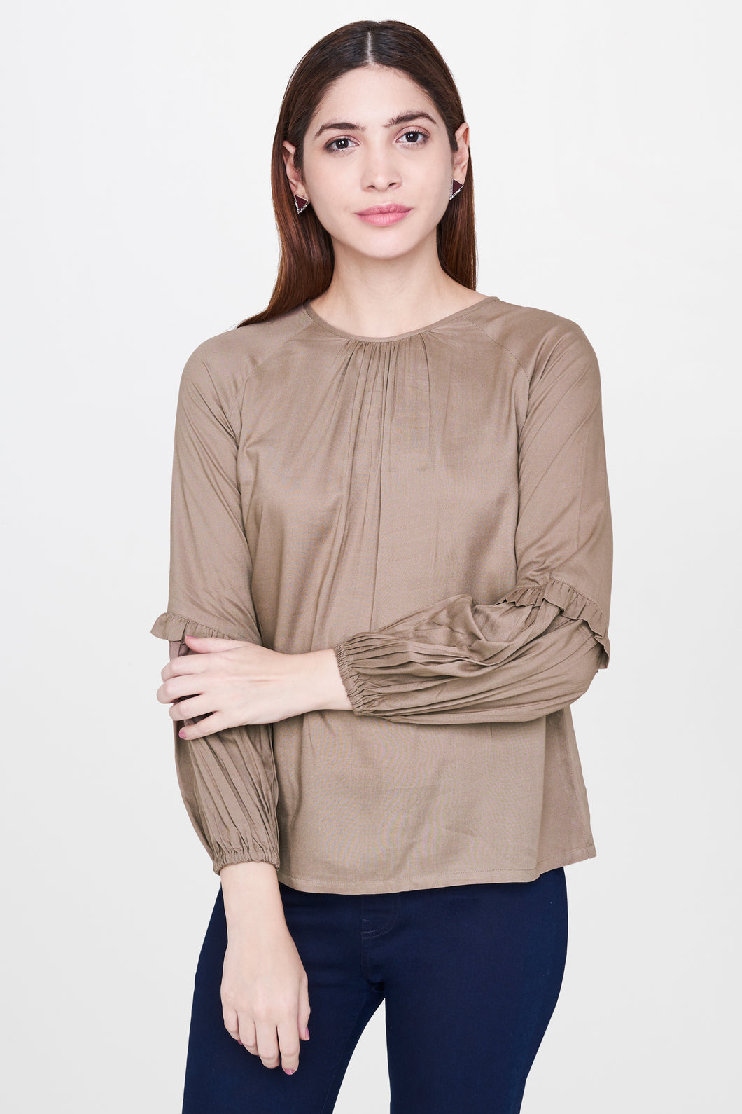 Beige Ruffle Top