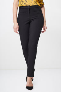 Black Ribbed Ankle Length Trousers
