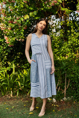 Patch Print Midi Dress