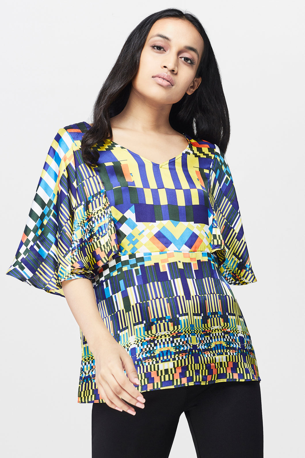 Printed Butterfly Sleeves Top