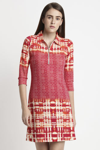 Printed Red A-line Dress