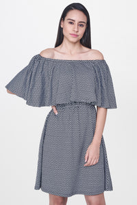 Black & Grey Off Shoulder Dress