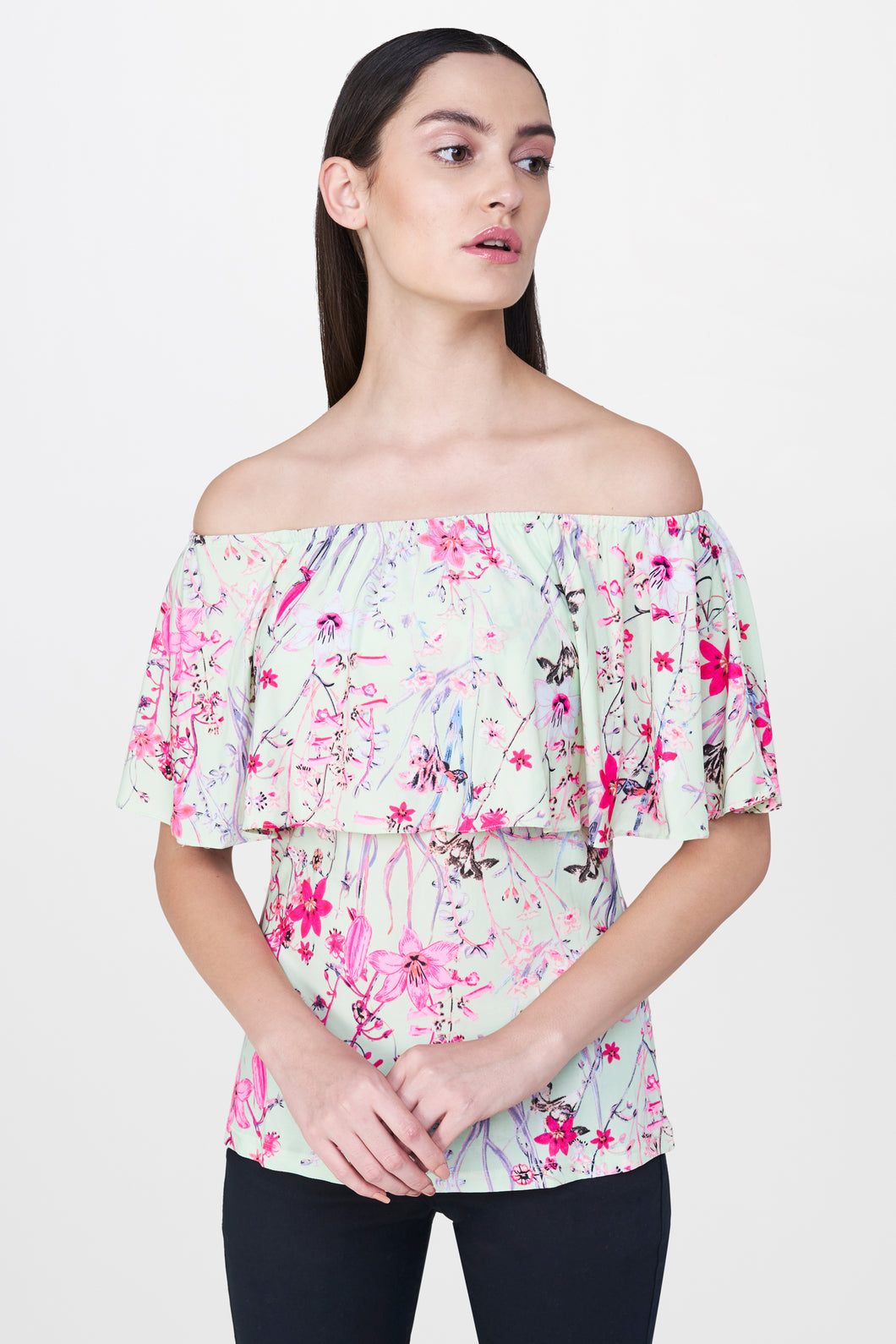 Off-Sholder Floral Print Top