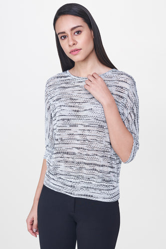 Grey & White Knit Top