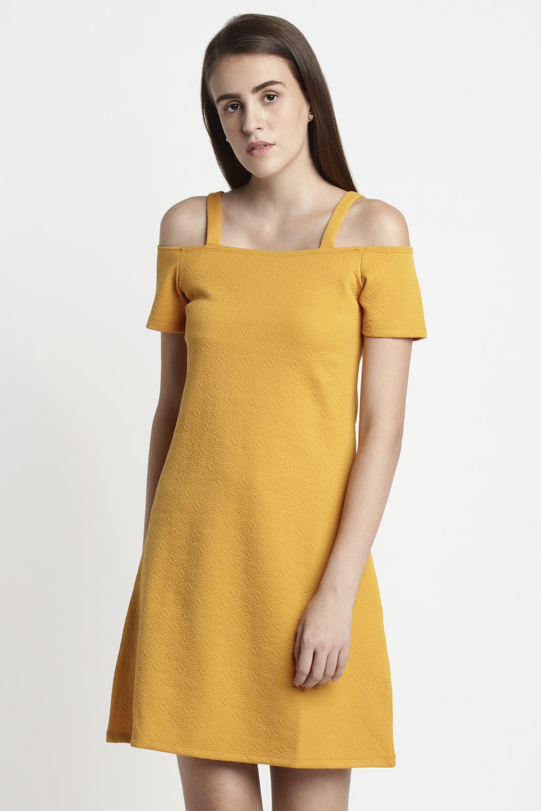 Cold shoulder Mustard Dress