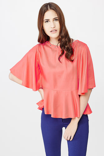 Coral Peplum Top